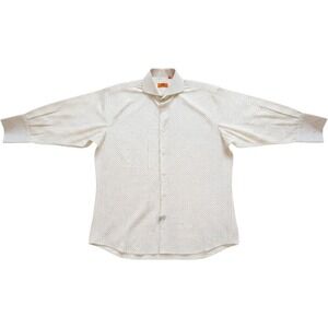 Steven Land Mens Polka Dot Dress Shirt  100% Cotton 17.5 34/35 EXC COND!